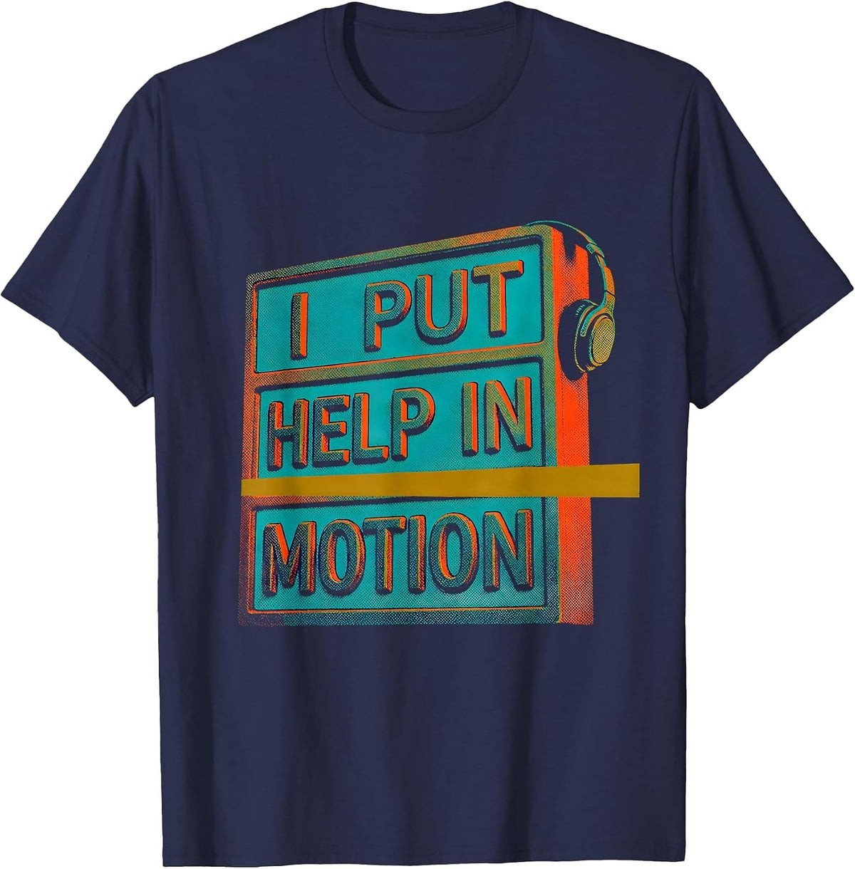 Men's I Put Help In Motion Risograph 911 Dispatcher Thin Gold Line T-Shirt - Navy Blue