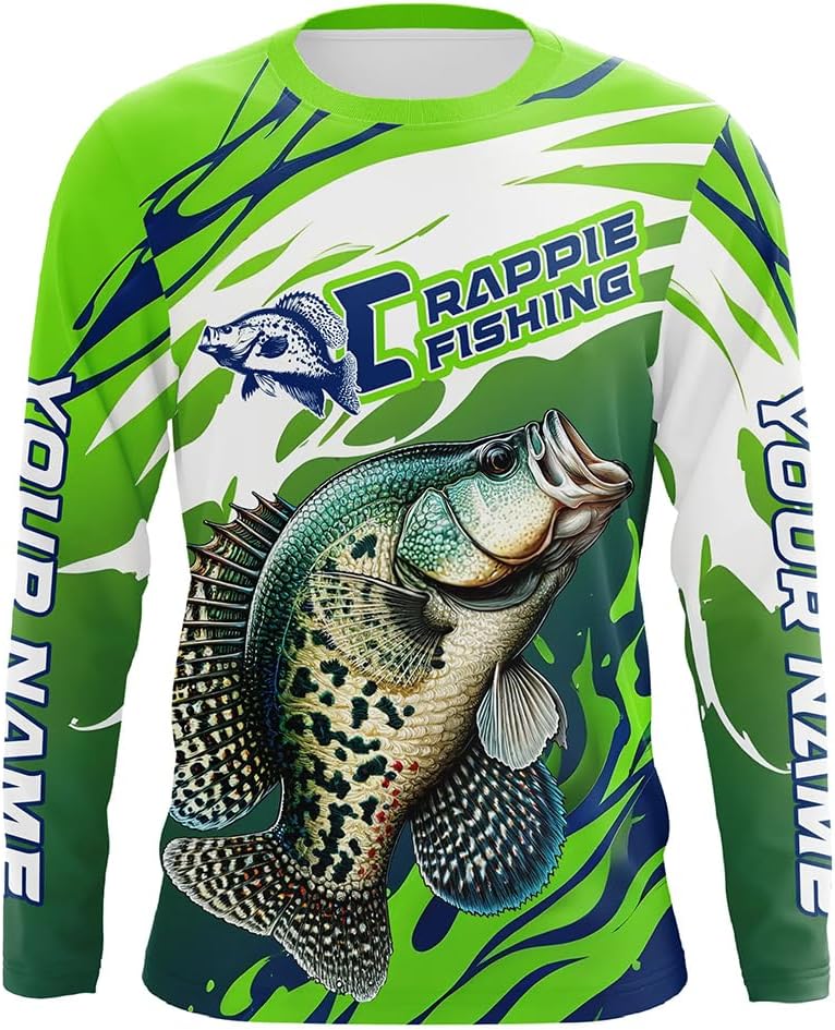 Personalized Crappie Fishing Jerseys, Crappie Fishing Long Sleeve Tournament Fishing Shirts - Long Sleeves Upf