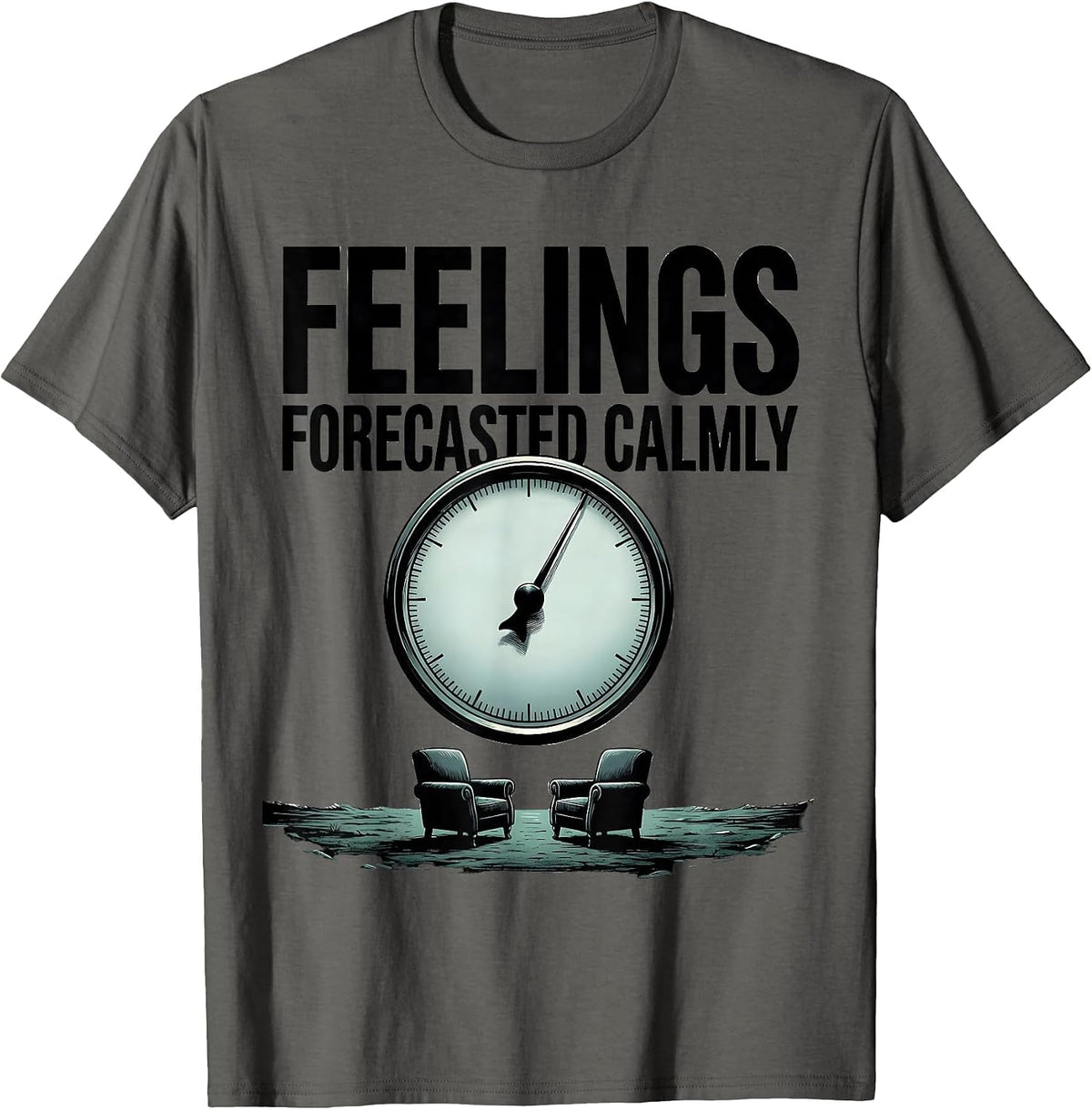 Feelings, Forecasted Calmly Groovy Retro School Counselor T-Shirt - Asphalt Grey