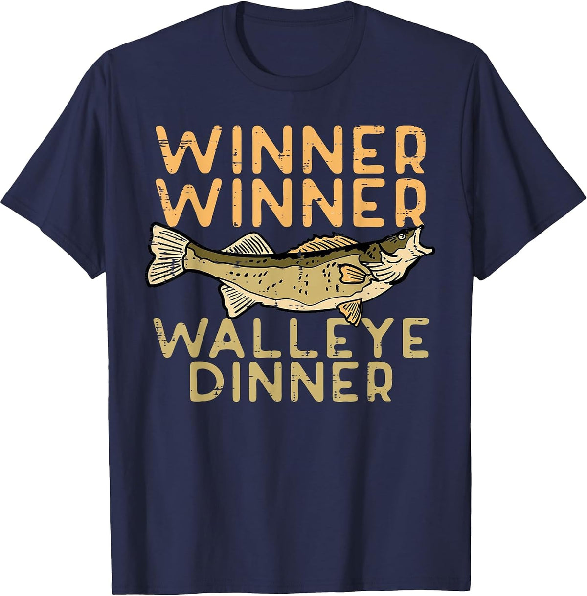 Winner Walleye Dinner Fishing Funny Fisherman Men Women Kids T-Shirt - Navy Blue