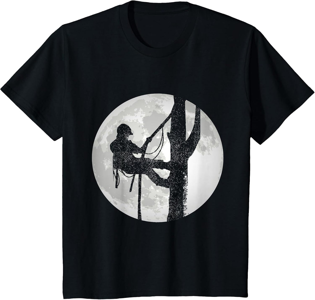 Outdoorsman Lumberjack Tree Climber Moon Logger Arborist T-Shirt - Black