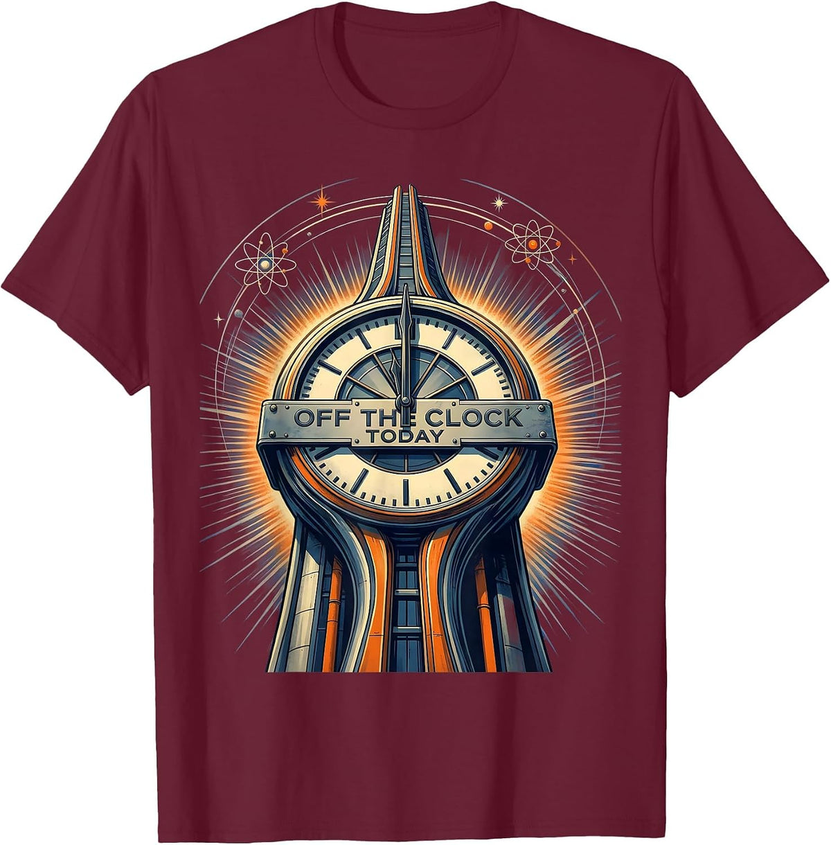 Off the Clock Today Labor Day Celebration Design T-Shirt - Burgundy