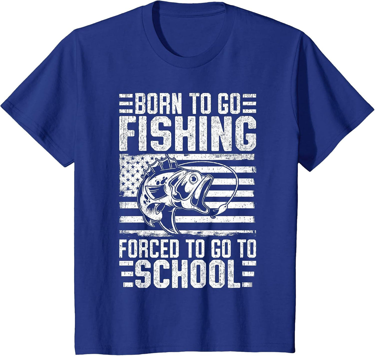 Born to Go Fishing Bass Fish Fisherman Boy Kid Funny Fishing T-Shirt - Royal Blue