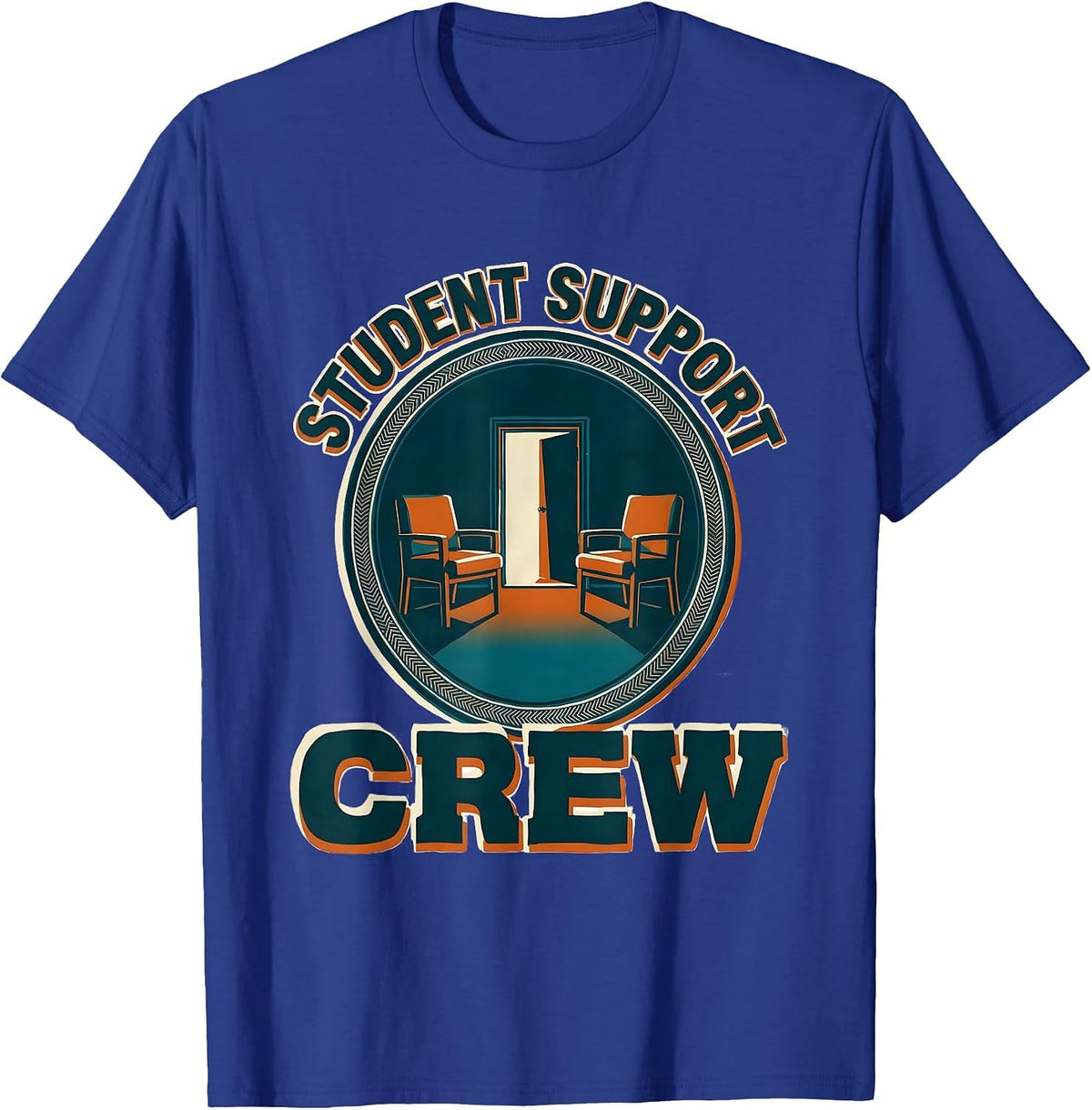 Student Support Crew Groovy Retro School Counselor T-Shirt - Royal Blue