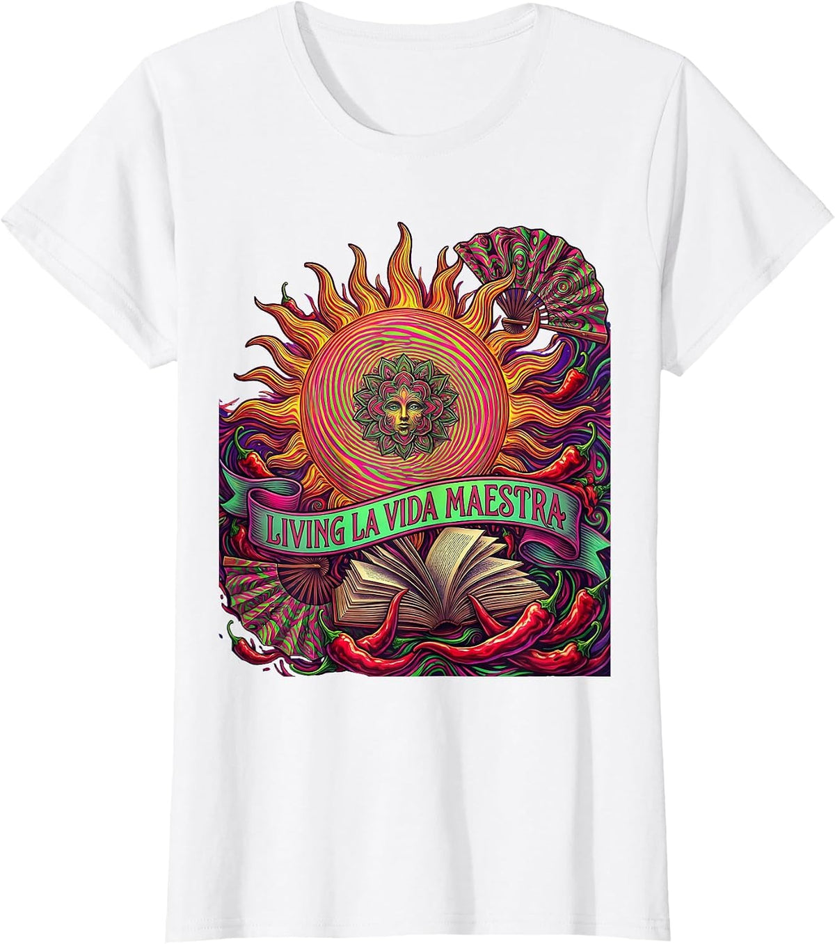 Living La Vida Maestra Spanish Teacher Design T-Shirt - White