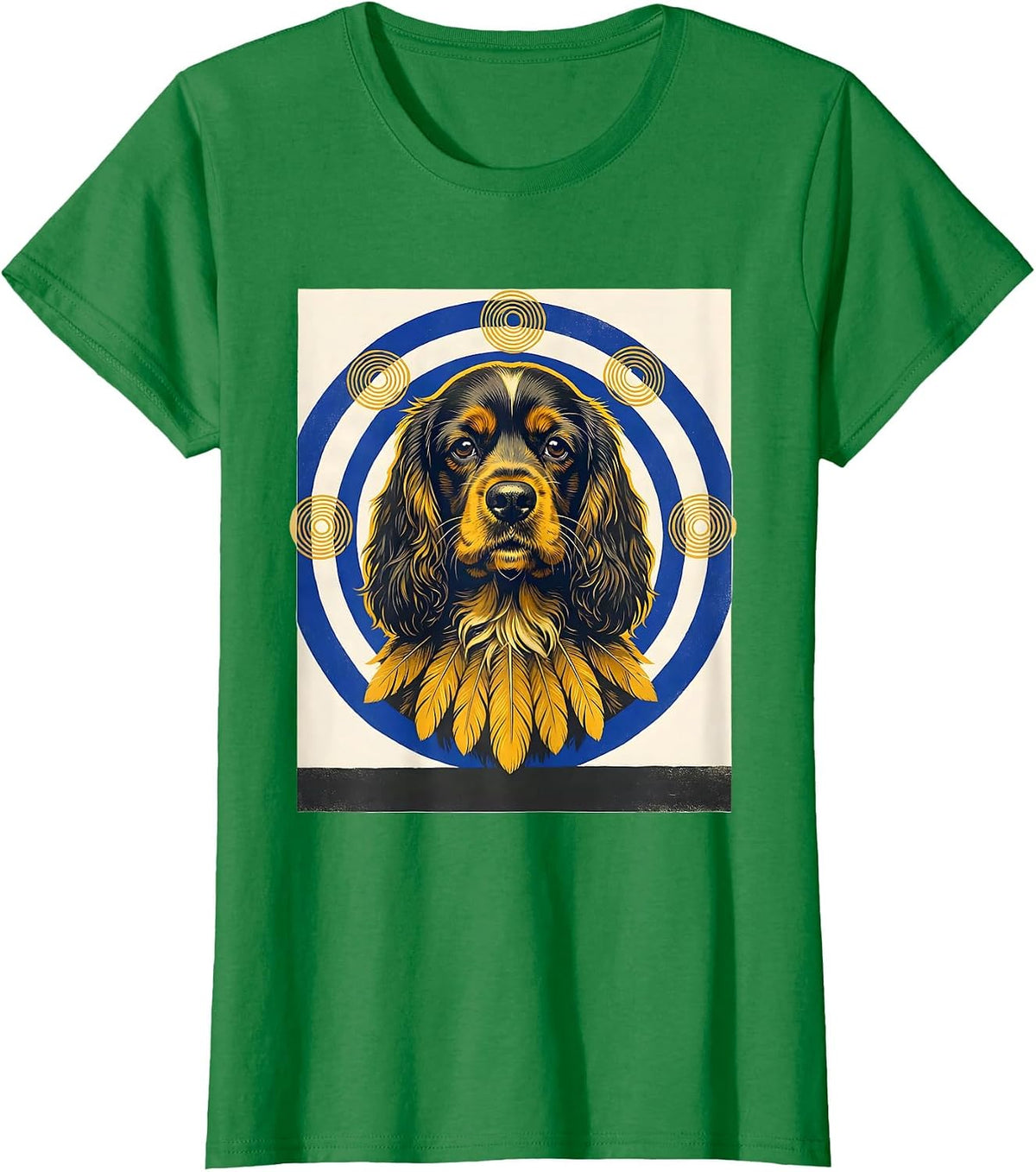Cocker Spaniel Van Gogh Style Starry Night Portrait T-Shirt - Kelly Green