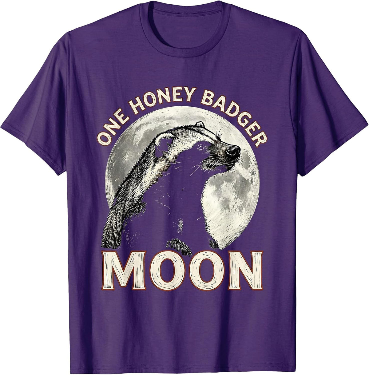 Men's One Honey Badger Moon Funny Small Mammal Pet Lover Meme T-Shirt - Purple