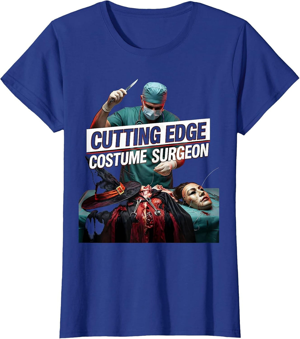 Women's Cutting Edge Costume Surgeon Halloween Design T-Shirt - Royal Blue