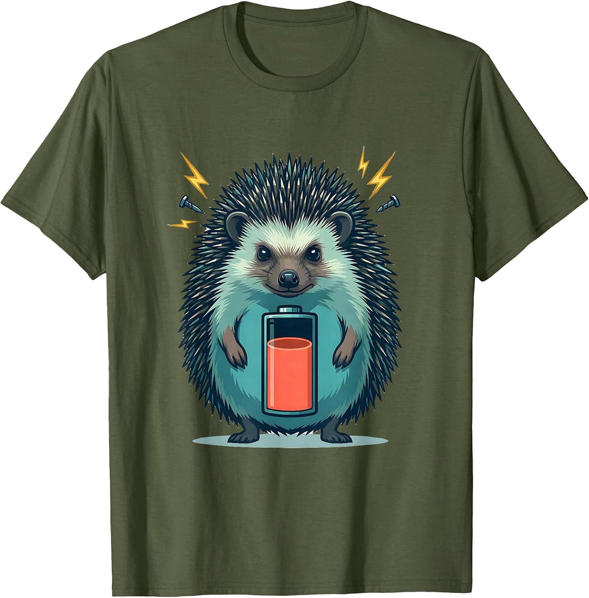 Calm Hedgehog Sarcastic Rage Animal Meme Humor T-Shirt - Olive Green