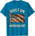 Built on American Grit Patriotic USA Design T-Shirt - Sapphire Blue