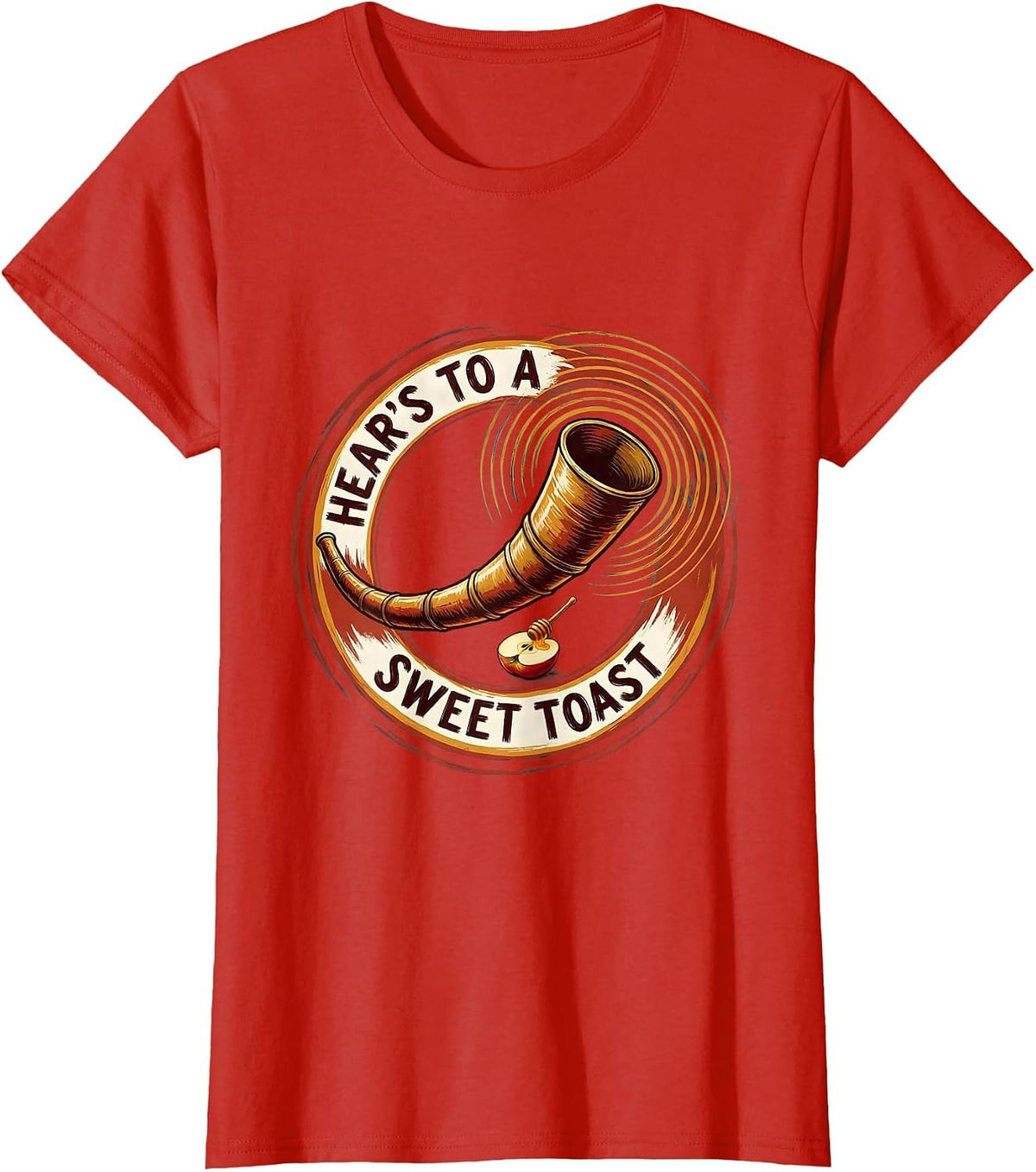 Hear's To A Sweet Toast Funny Rosh Hashanah Jewish New Year T-Shirt - Red