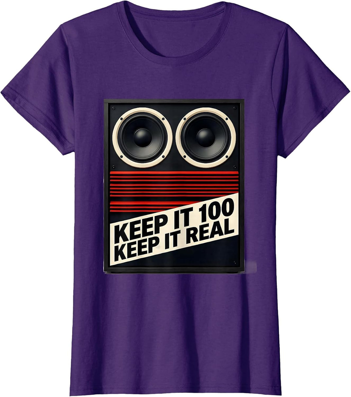 Women's Keep It 100 Keep It Real Vintage DJ Speaker Old School Hip T-Shirt - Purple