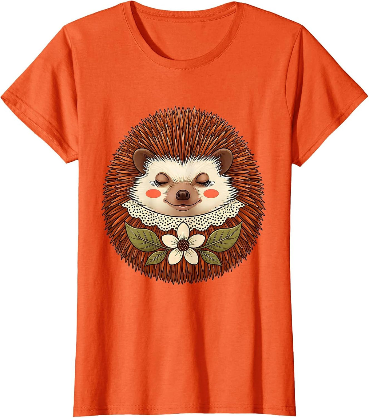 Cute Hedgehog Retro 70s Autumn Nature Lover Halloween T-Shirt - Orange