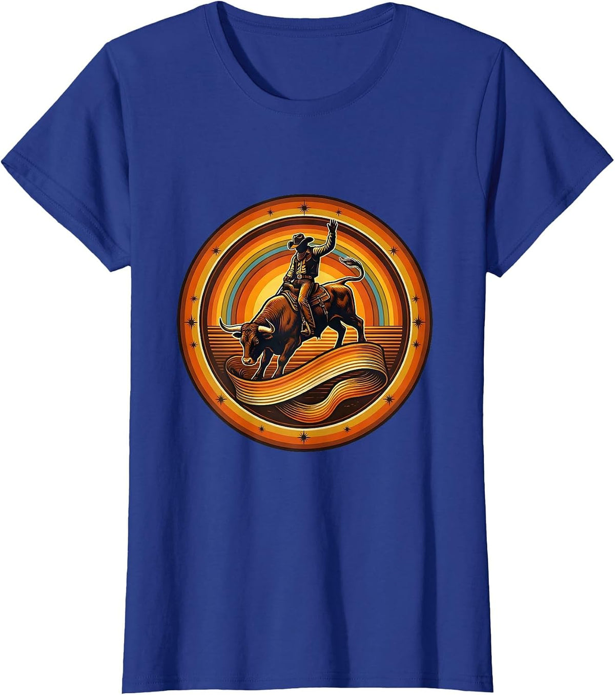 Women's Boys Birthday Bull Riding Cowboy Graphic T-Shirt - Royal Blue