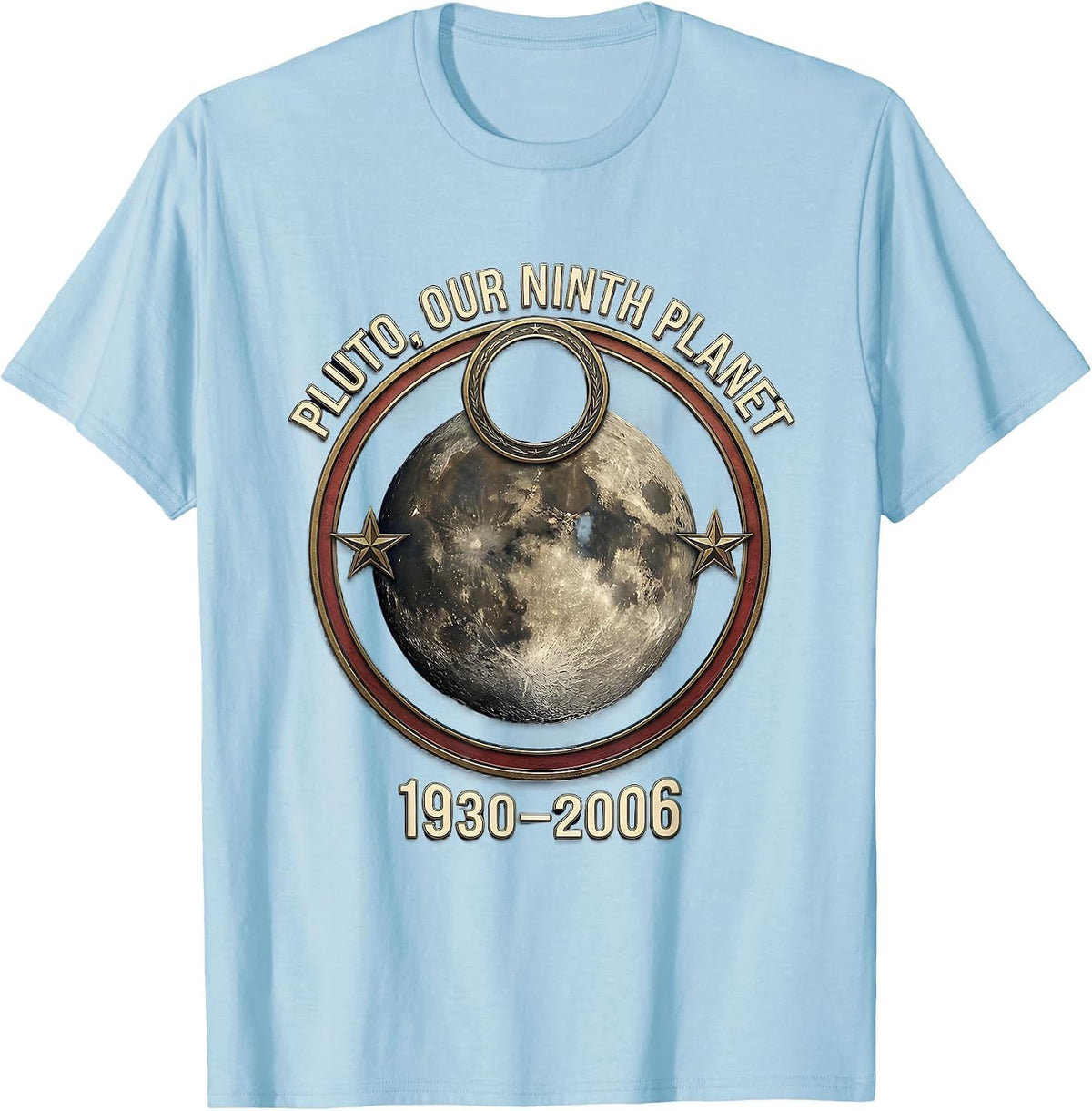 Men's Pluto Our Ninth Planet 1930–2006 Funny Retro Astronomy Space T-Shirt - Baby Blue