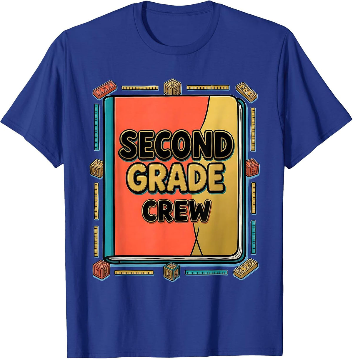 Second Grade Crew Funny Teacher Humor Elementary School T-Shirt - Royal Blue