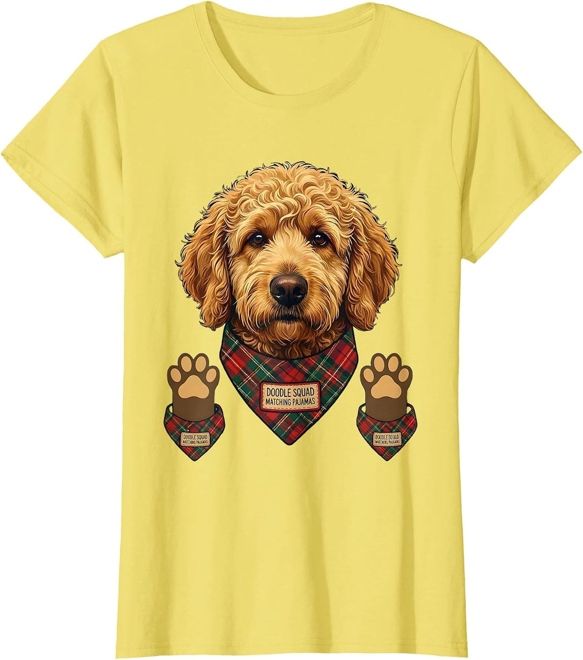 Women's Doodle Squad Matching Pajamas Cute Goldendoodle Christmas T-Shirt - Lemon Yellow