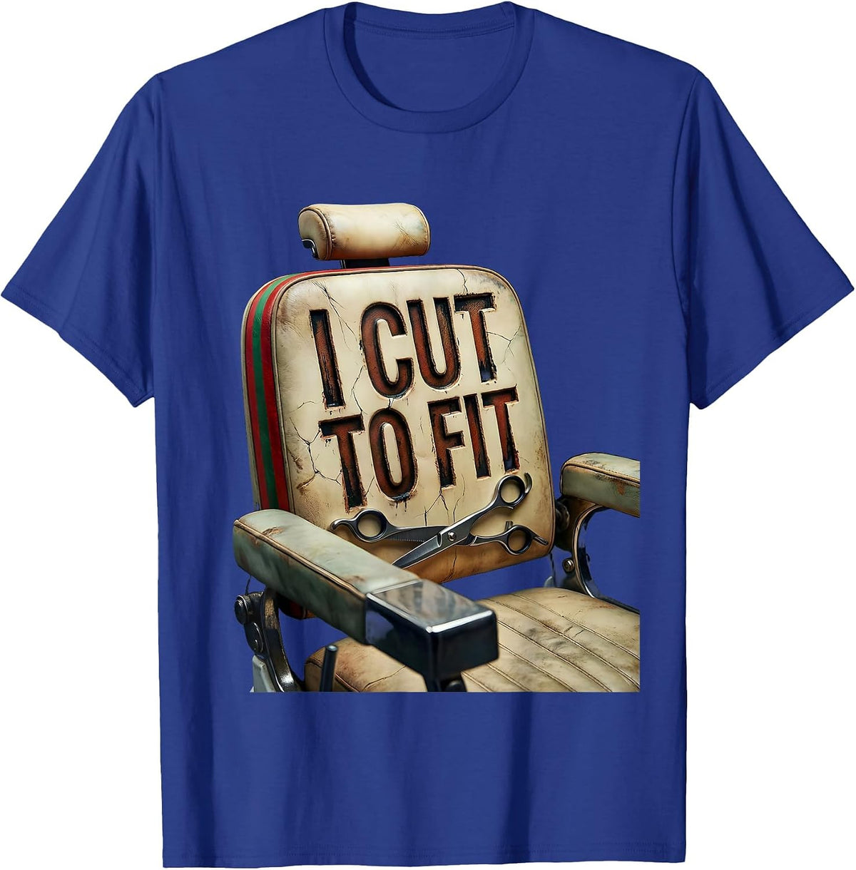 Men's I Cut To Fit Distressed Funny Barber Hairdresser Christmas T-Shirt - Royal Blue
