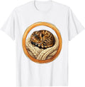Men's Bengal Cat Cozy Knit Blanket Wholesome Illustration T-Shirt - White