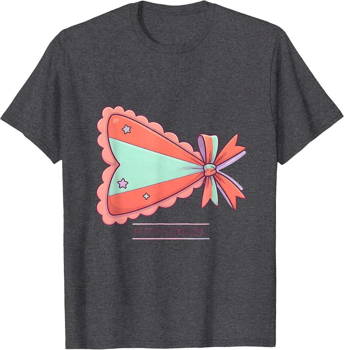 Men's Fifth Grade Cute Kawaii Back To School Girl Teacher T-Shirt - Dark Heather Grey