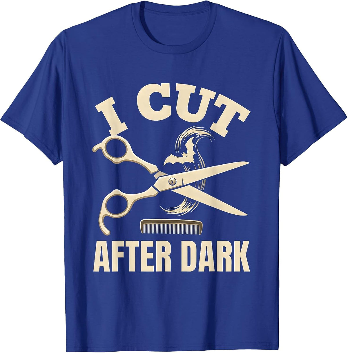 Men's I Cut After Dark Silly Skeleton Halloween Hairstylist Barber T-Shirt - Royal Blue