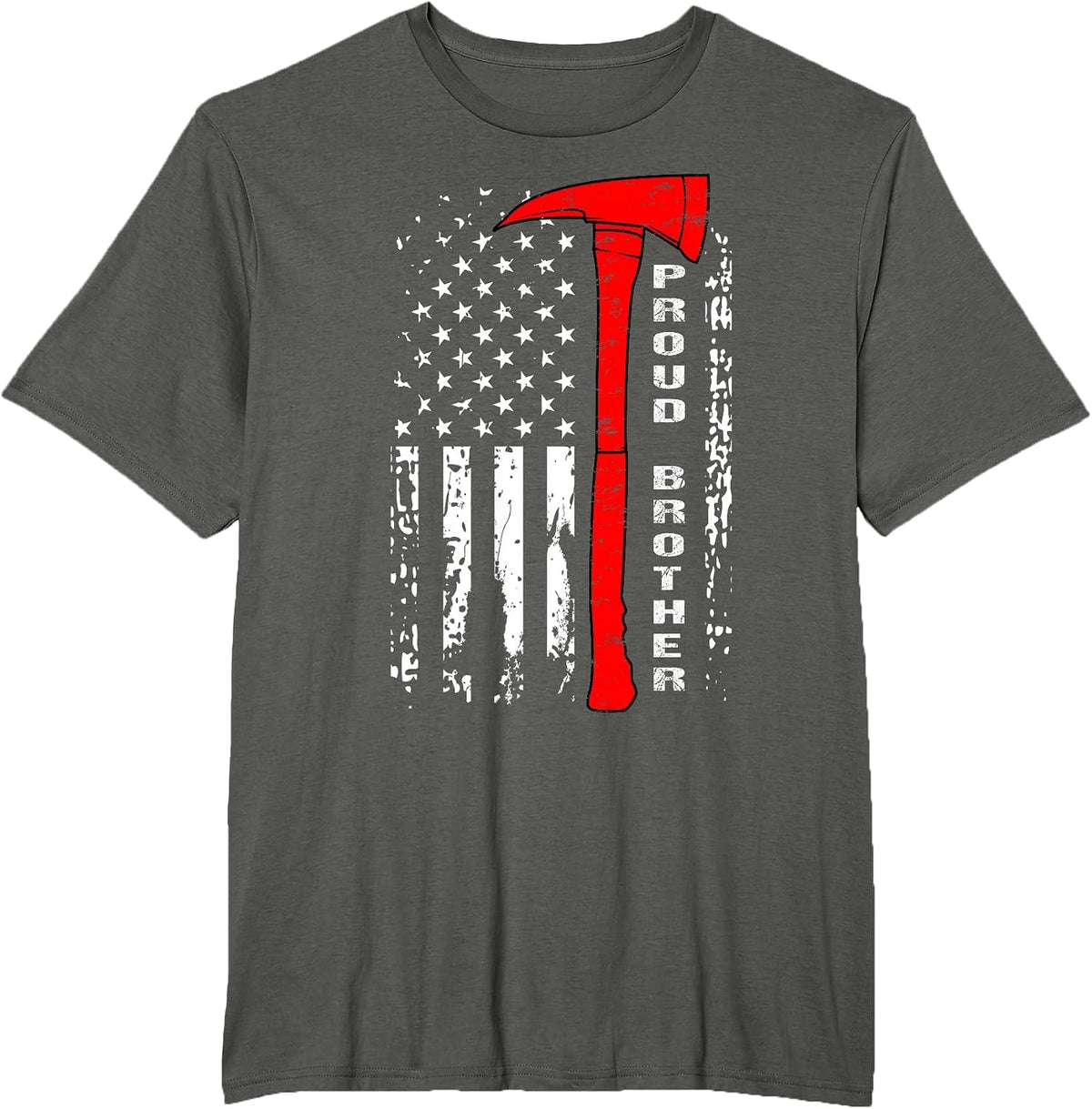 Firefighter Brother Shirt Proud Brother of Brave Firefighter T-Shirt - Asphalt Grey