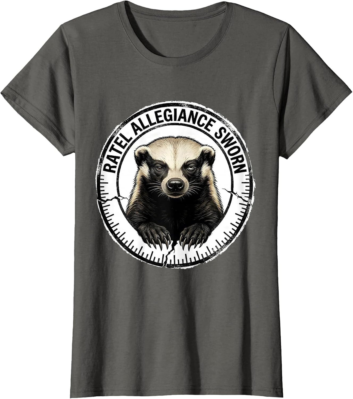 Women's Ratel Allegiance Sworn Funny Honey Badger Wildlife Lover T-Shirt - Asphalt Grey