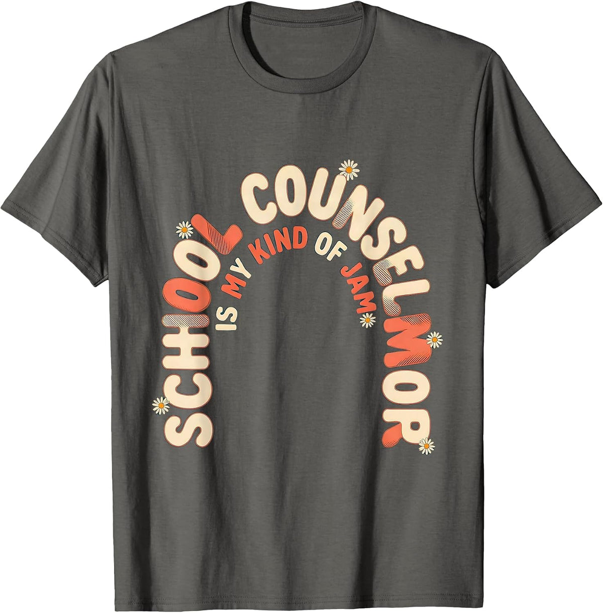 School Counselor Is My Kind Of Jam Groovy Retro Pride T-Shirt - Asphalt Grey