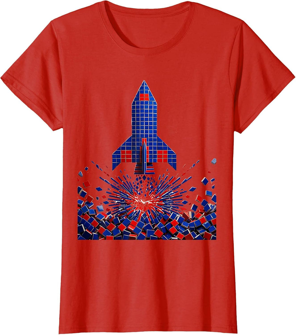 Dyslexia Awareness Scattered Letters Rocket Launch T-Shirt - Red
