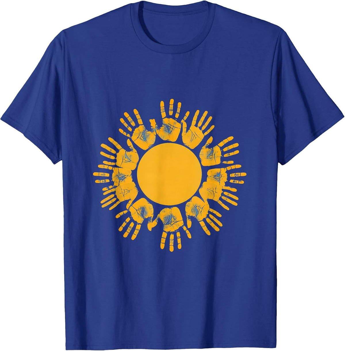 Men's 4th Grade Teacher Handprint Sun Illustration T-Shirt - Royal Blue