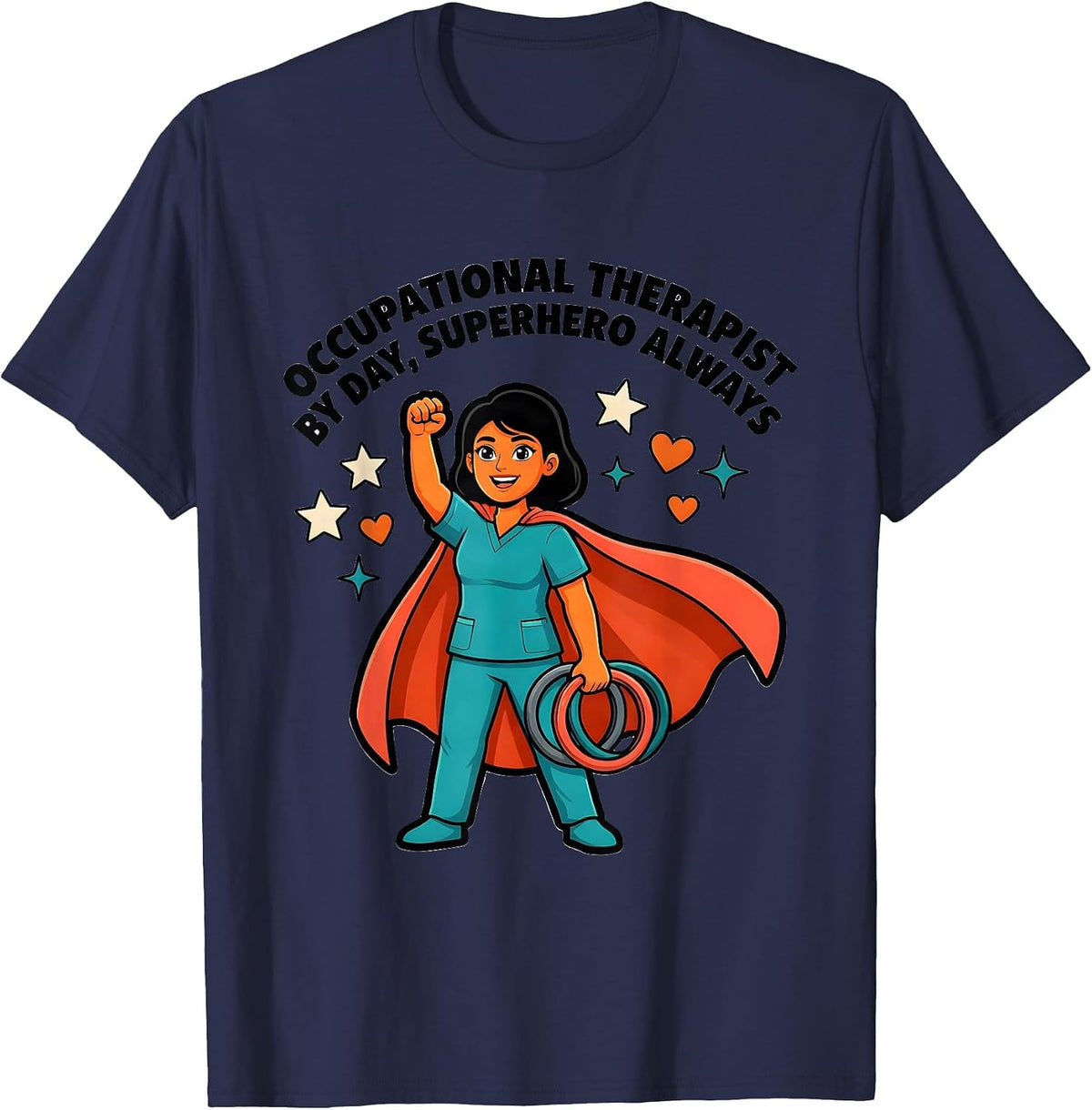 Men's OCCUPATIONAL THERAPIST BY DAY, SUPERHERO ALWAYS Cute T-Shirt - Navy Blue