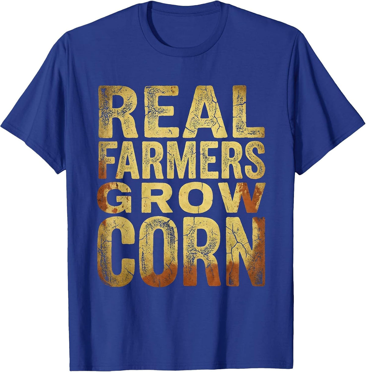 Men's Real Farmers Grow Corn Agriculture Design T-Shirt - Royal Blue