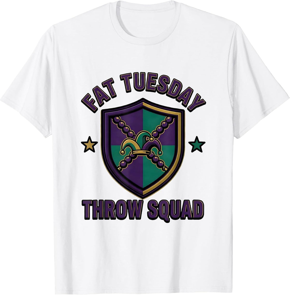 Men's Fat Tuesday Throw Squad Funny Mardi Gras Carnival Party T-Shirt - White