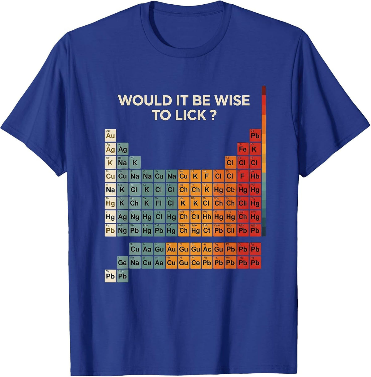 Men's Would It Be Wise To Lick Funny Periodic Table Chemistry T-Shirt - Royal Blue