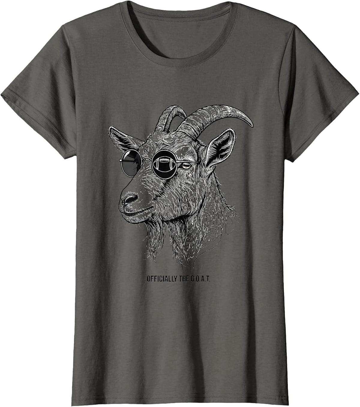 Women's Officially The G.O.A.T. Funny Goat Line Art Sunglasses T-Shirt - Asphalt Grey