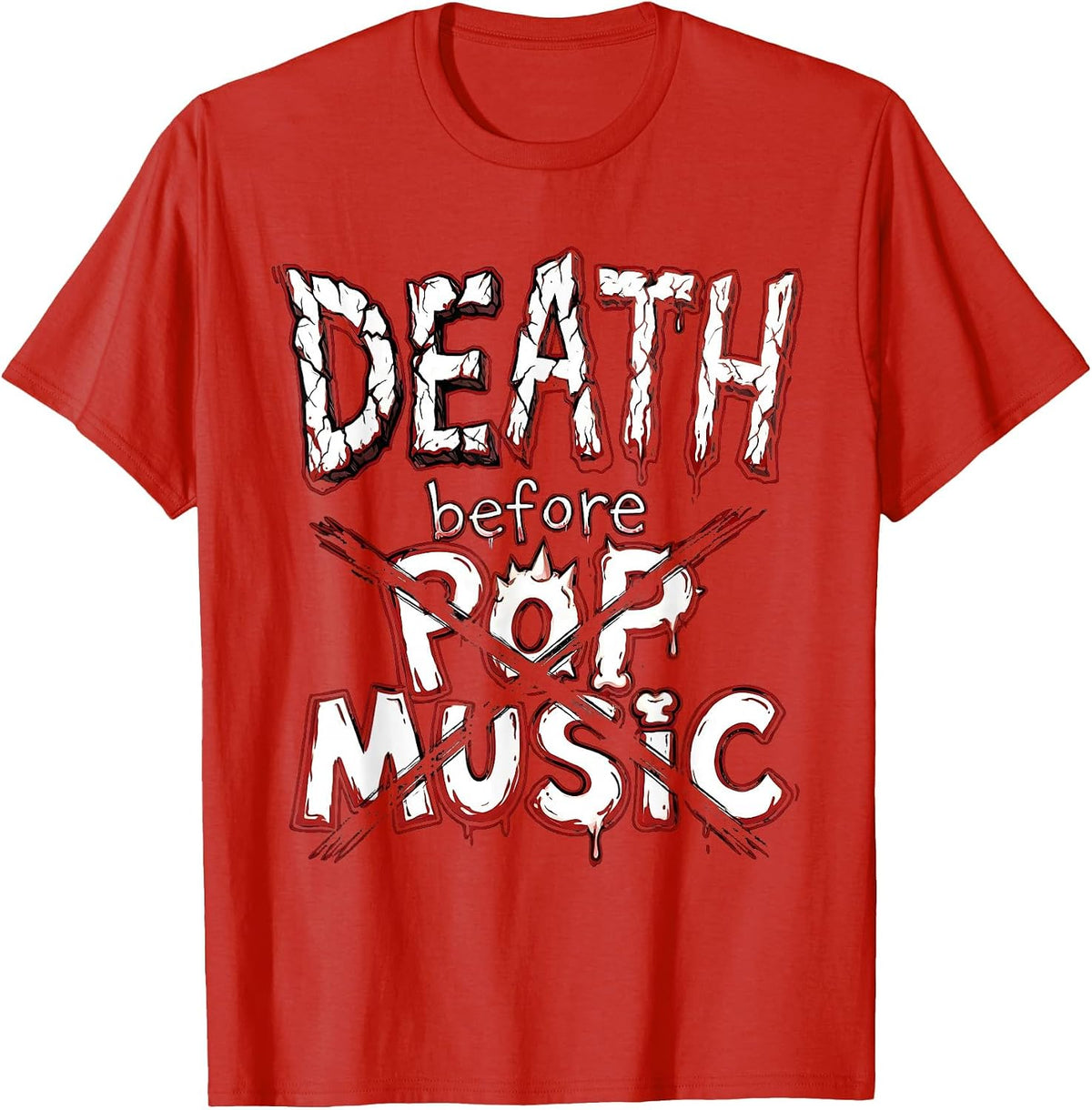 Men's Death Before Pop Music Metal Band Graphic T-Shirt - Red