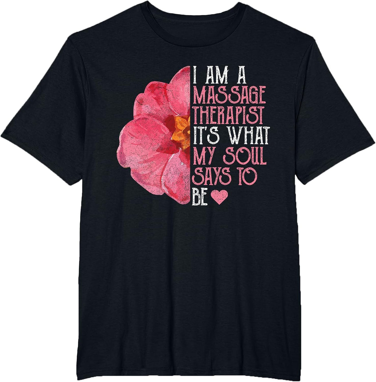 Massage Therapist Uniform for Women, Masseuse Floral T-Shirt - Black