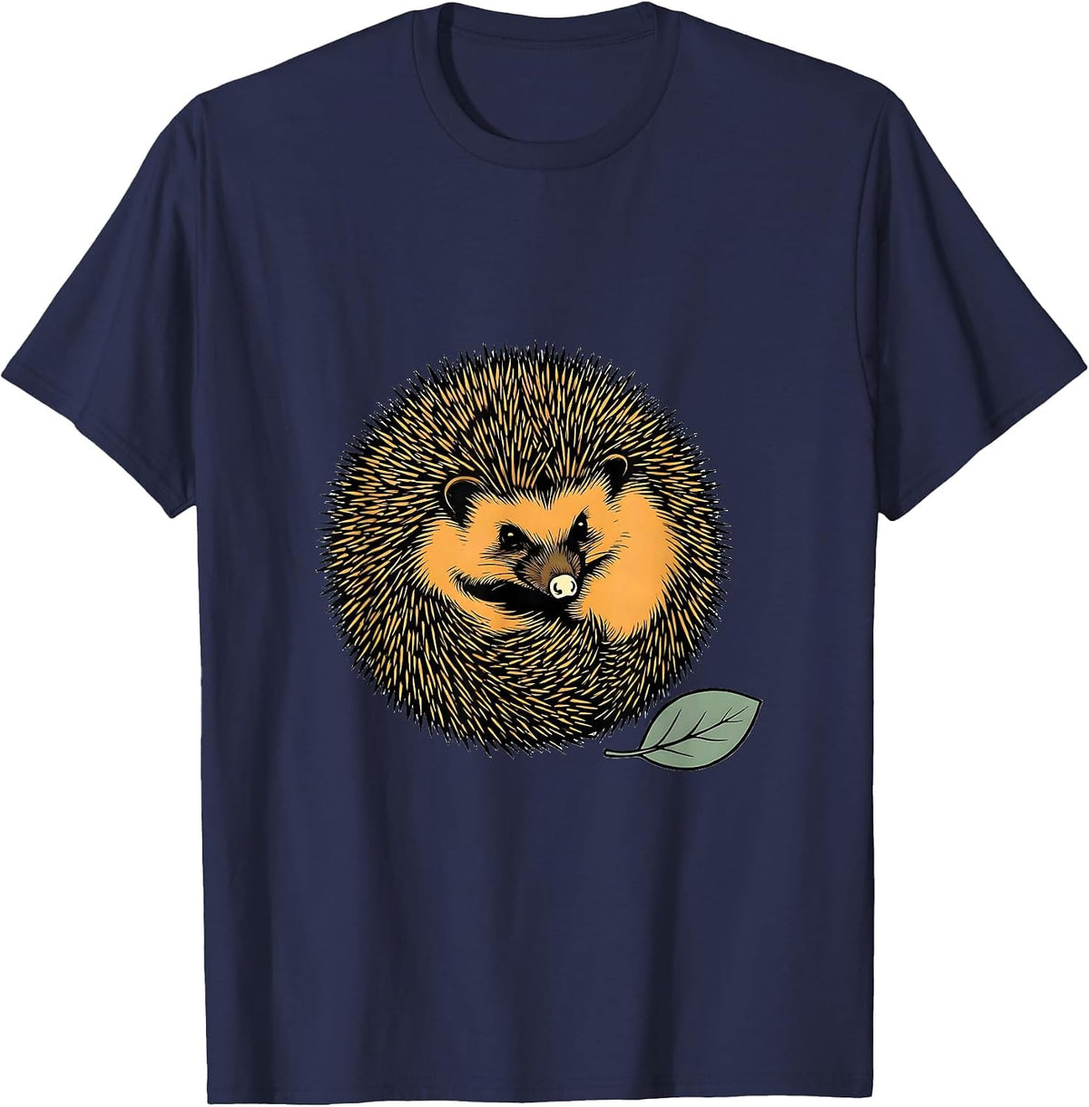 Men's Crescent Hedgehog Cute Animal Lover Humor T-Shirt - Navy Blue