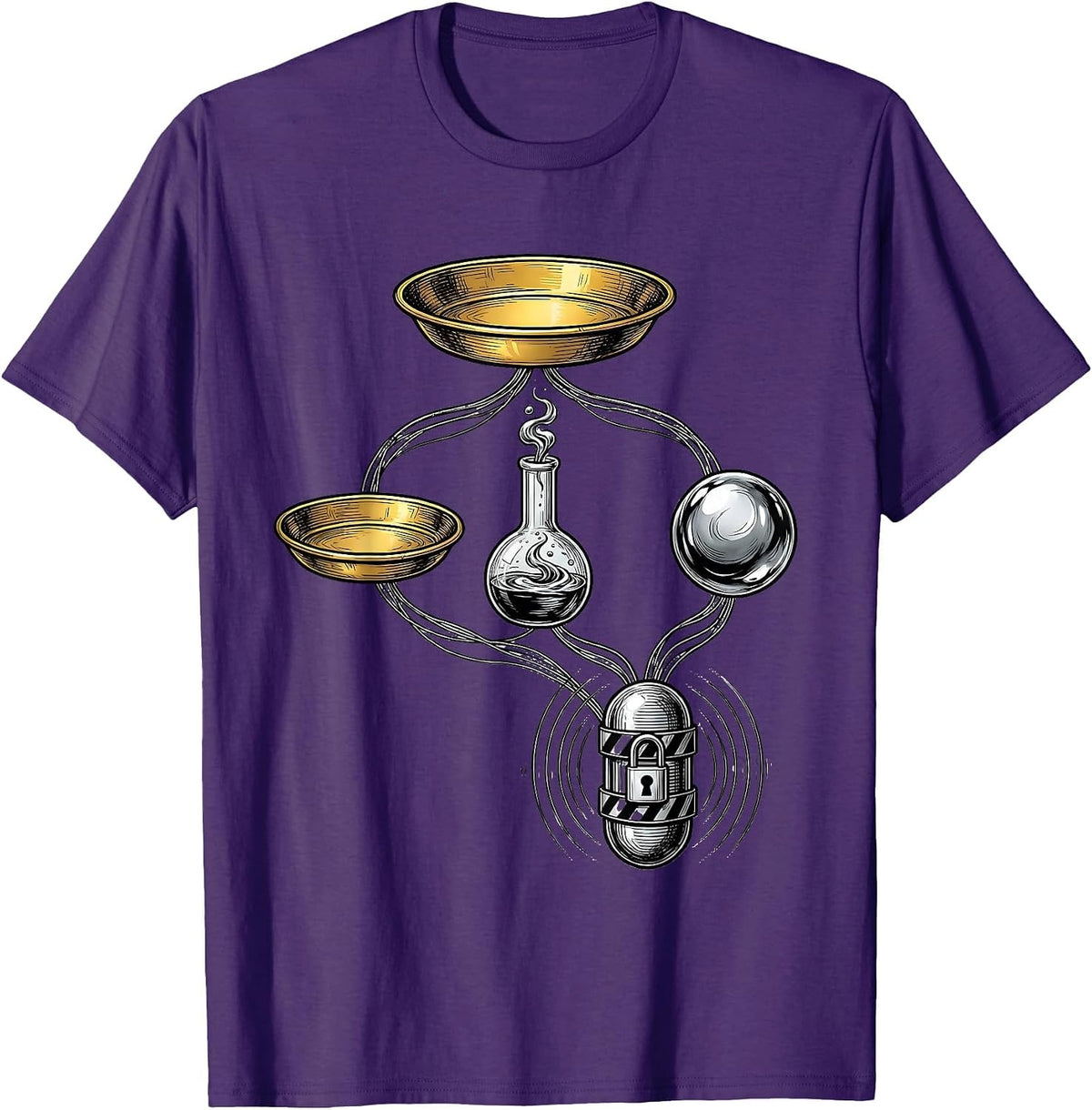 Laboratory Decision Tree Line Art Science Teacher Humor T-Shirt - Purple