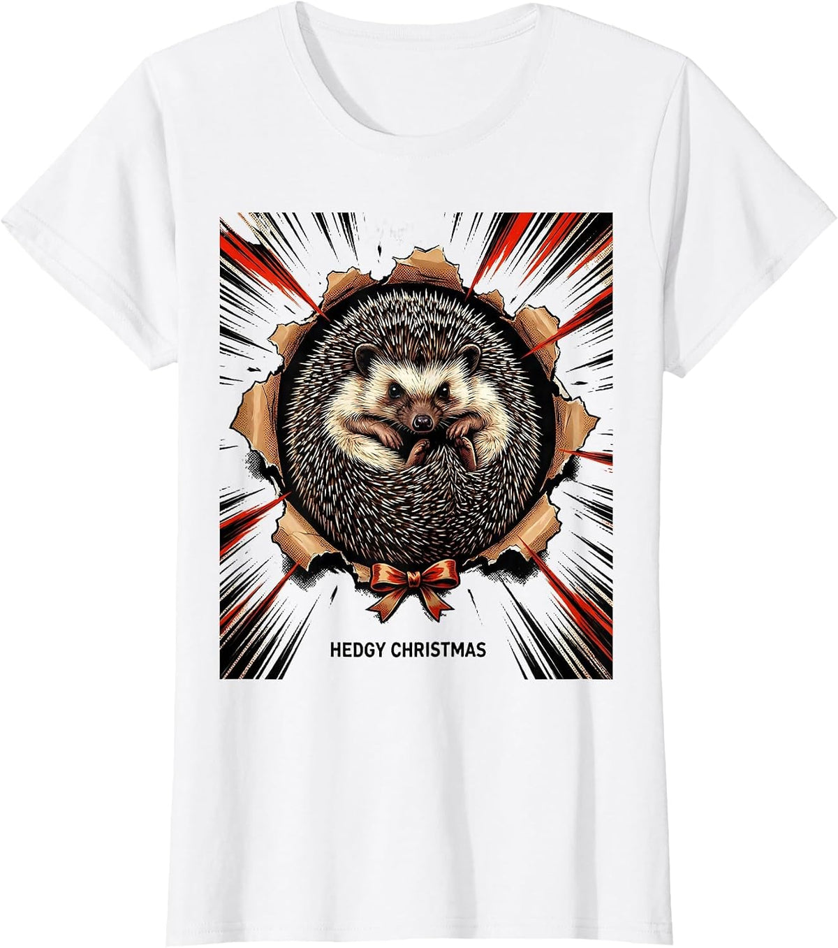 Women's Hedgy Christmas Cute Hedgehog Lover Whimsical Humor Gift T-Shirt - White