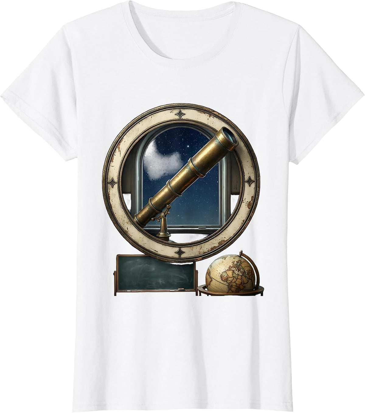 Teacher Astronomer Telescope Classroom Stars Design T-Shirt - White