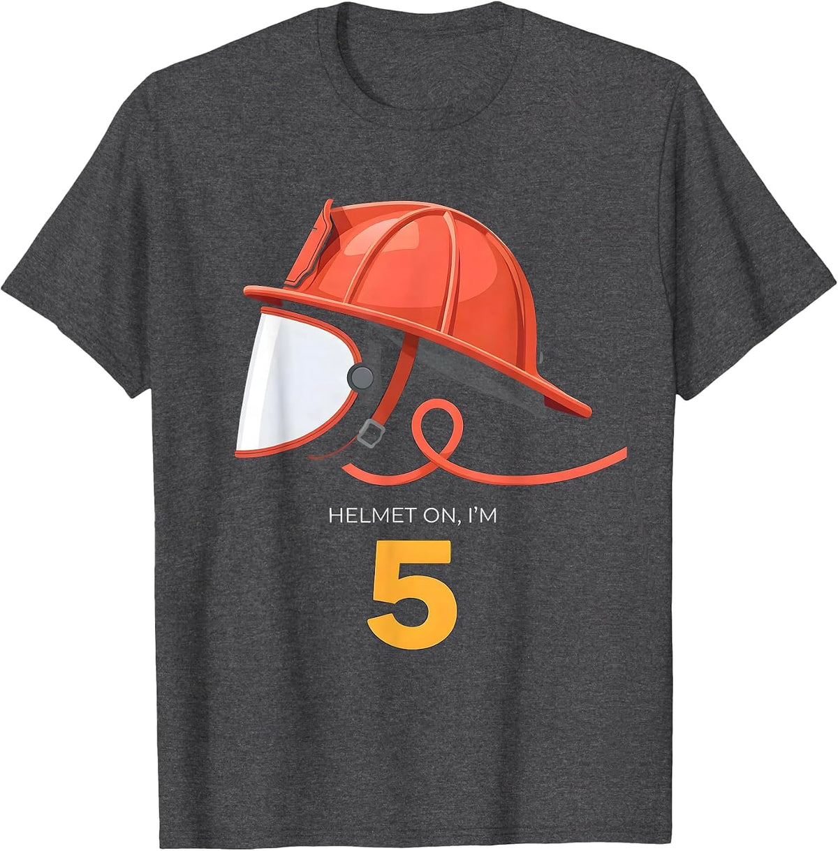 Men's Helmet On Im 5 Firefighter Kids Birthday Toddler Boy T-Shirt - Dark Heather Grey