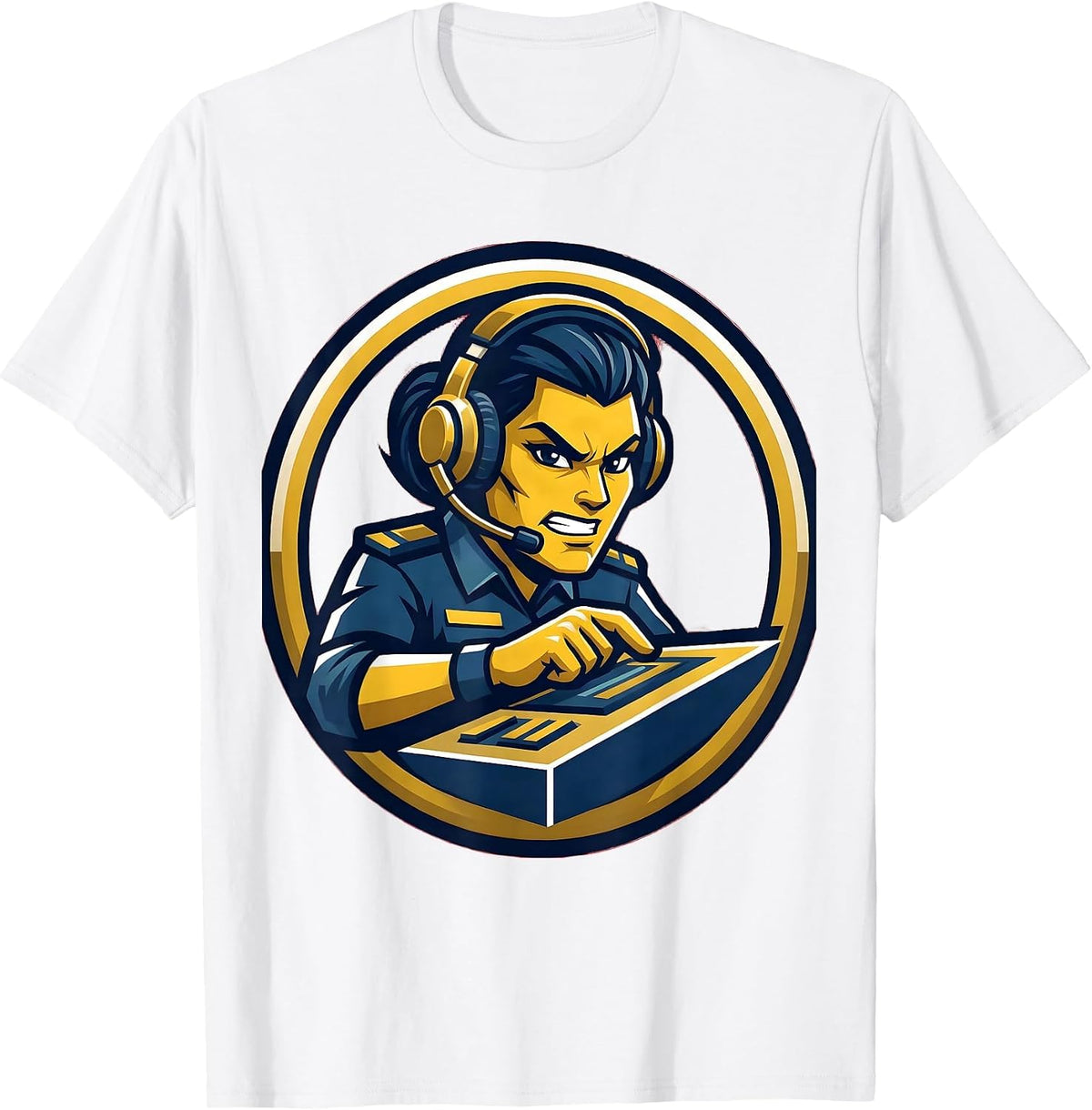 Men's 911 Dispatcher Headset Control Panel Graphic T-Shirt - White