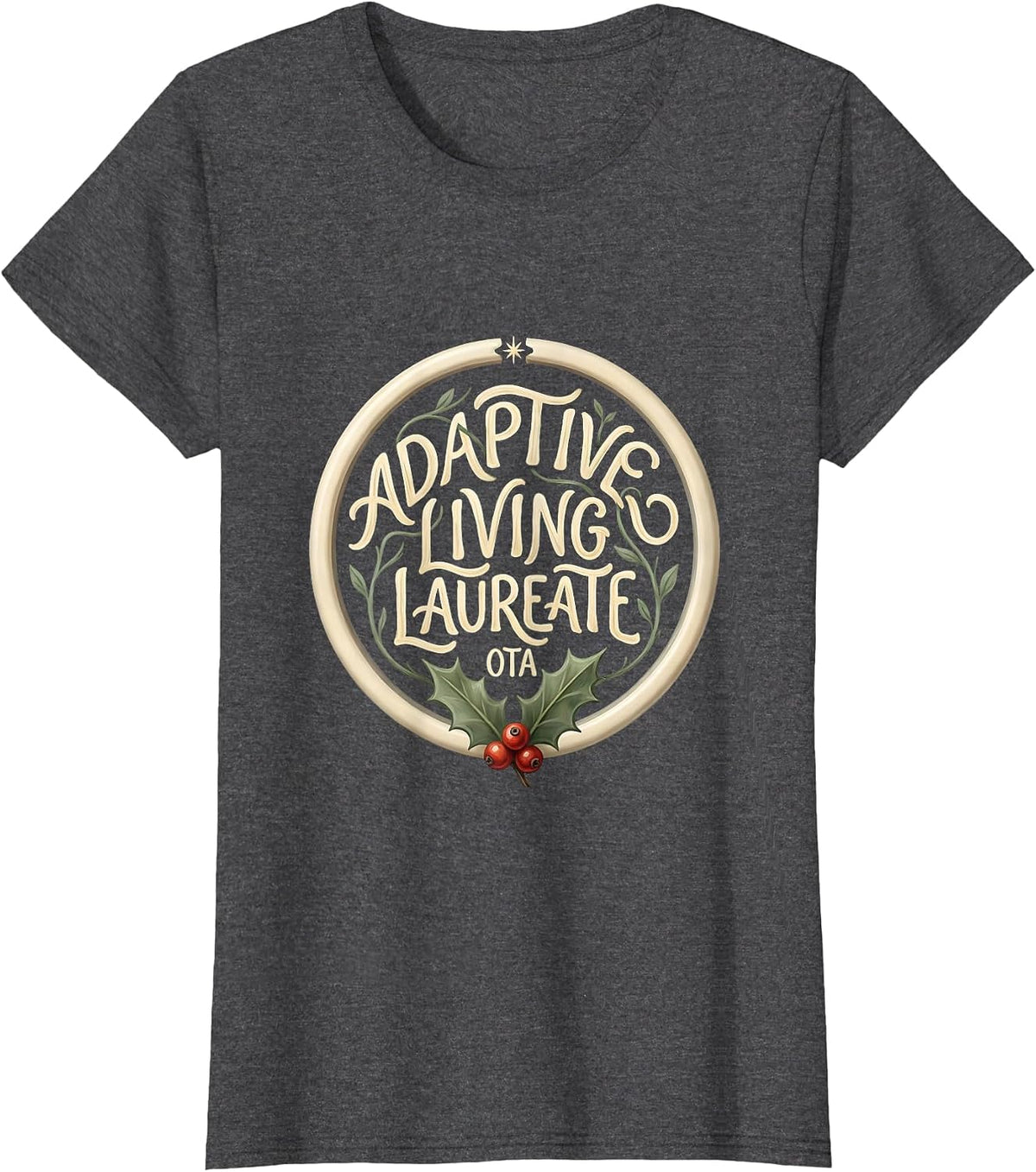 Women's Adaptive Living Laureate, OTA Boho Occupational Therapist T-Shirt - Dark Heather Grey