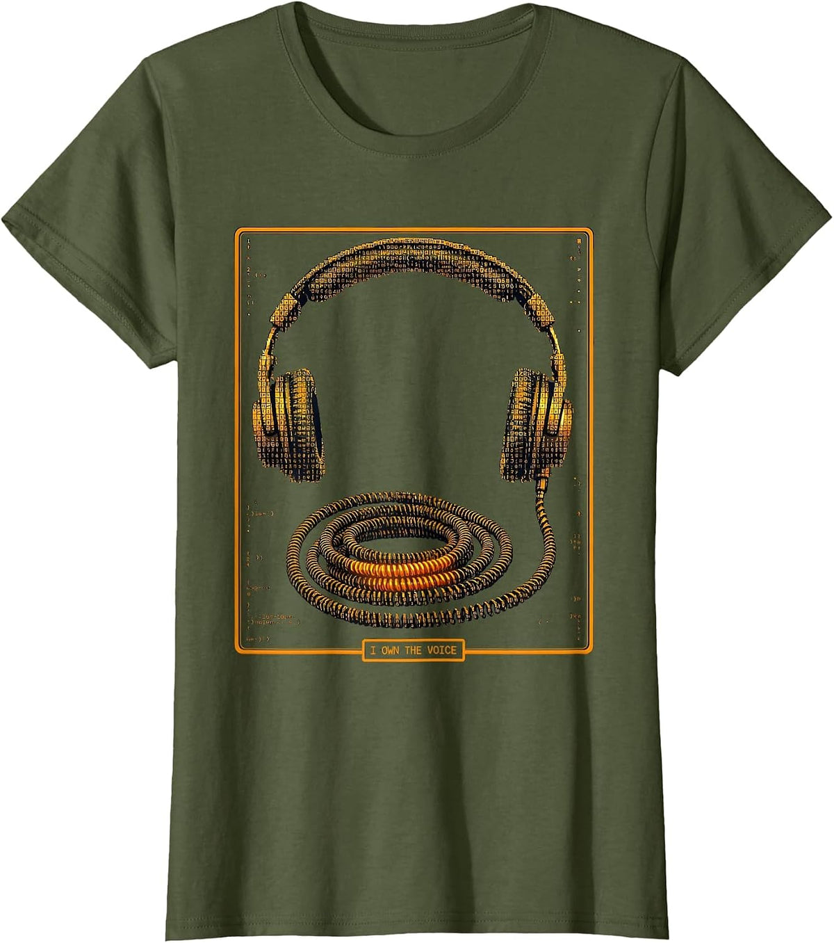 Women's I Own The Voice Ascii Terminal Art 911 Dispatcher Thin T-Shirt - Olive Green