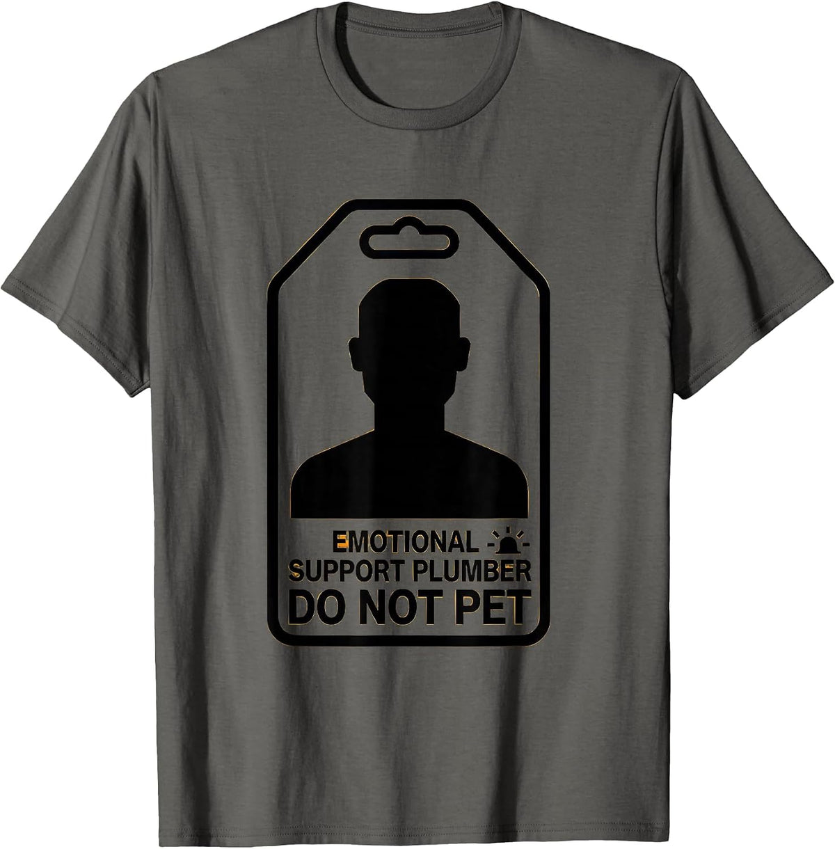 Emotional Support Plumber Do Not Pet Funny Novelty T-Shirt - Asphalt Grey