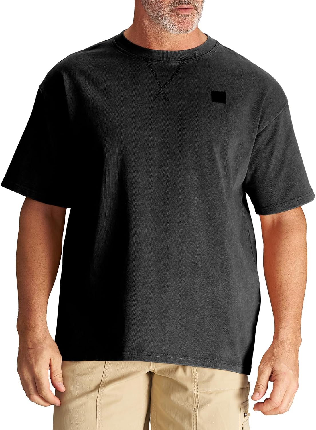 CHRONOLINE Heavyweight T-Shirt for Men Acid Wash Tshirt Spring Summer 2026 Vintage Crew Neck Short Sleeve Thick Cotton Top -