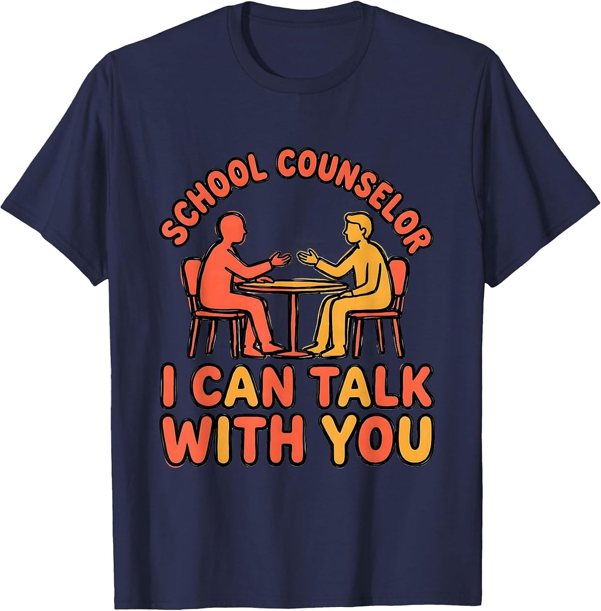 Men's School Counselor I Can Talk With You Funny Mental Health T-Shirt - Navy Blue