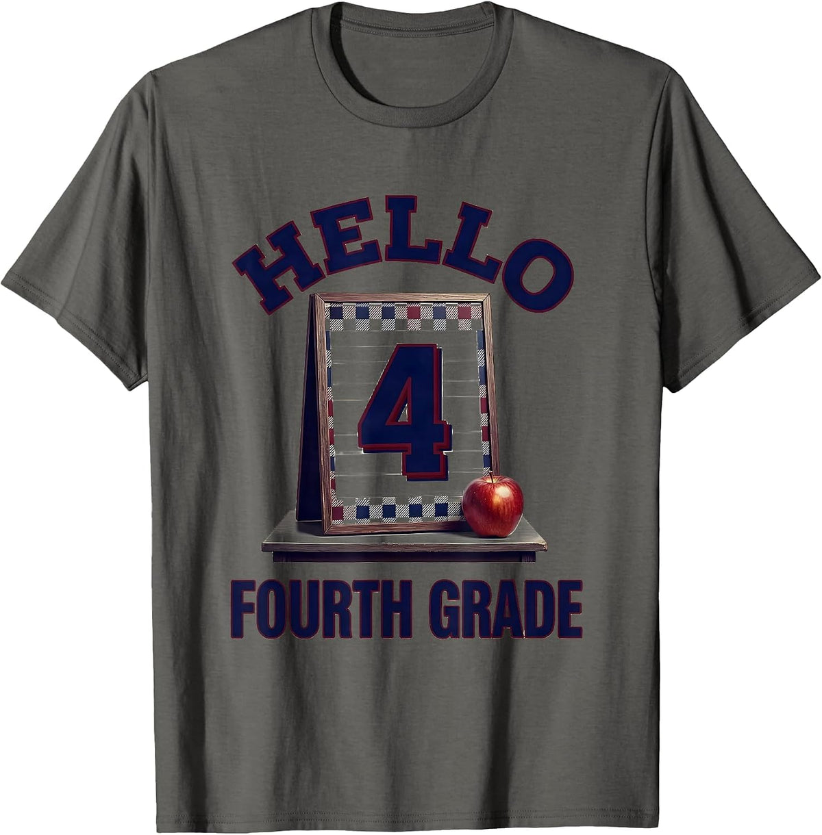 Hello Fourth Grade Cute Elementary Teacher Back To School T-Shirt - Asphalt Grey