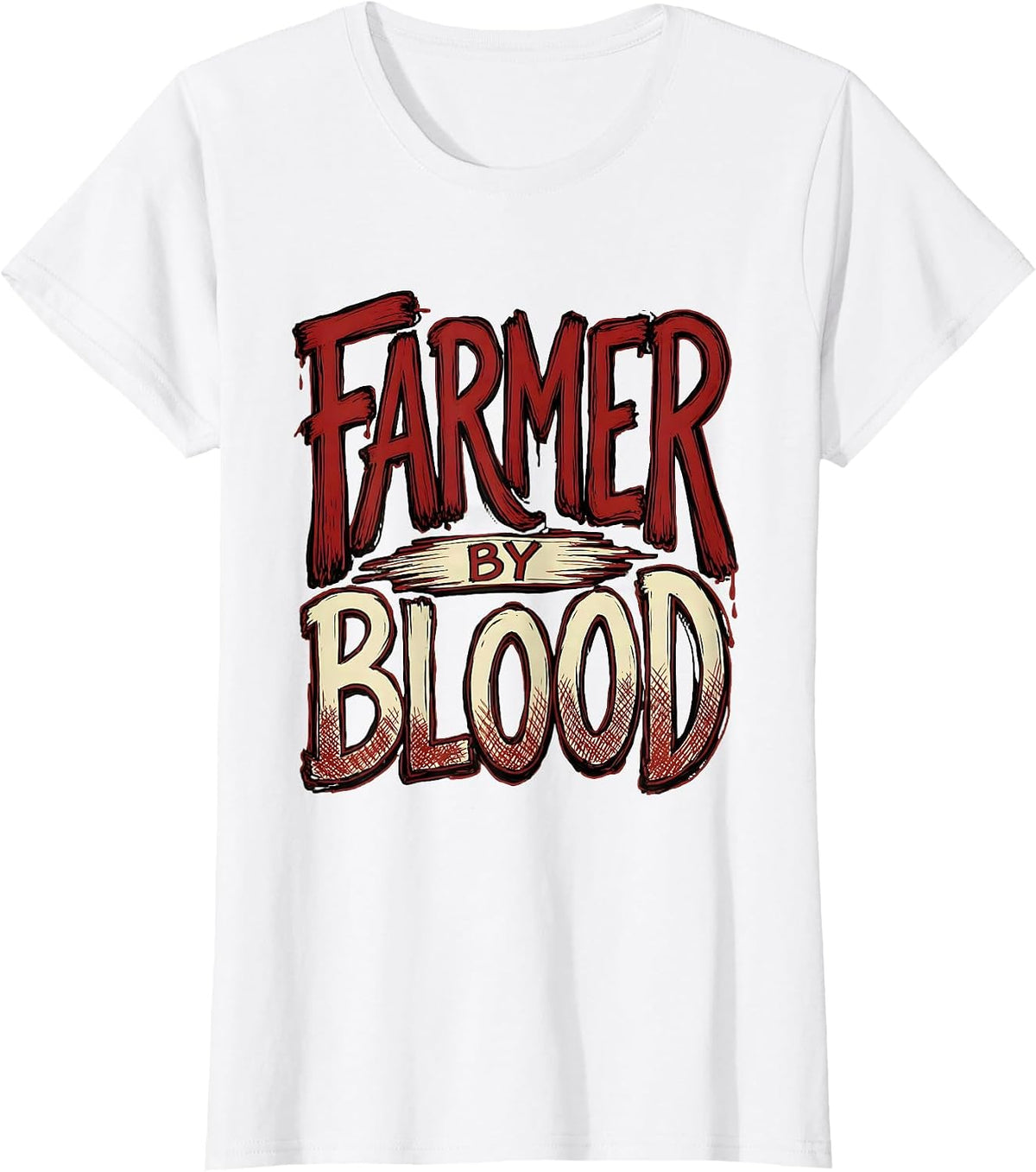 Women's Farmer By Blood Country Pride Design T-Shirt - White